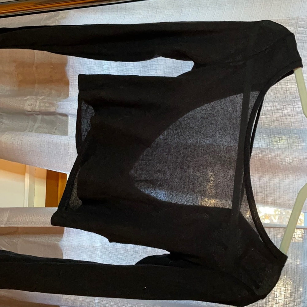 Black, open back crop top